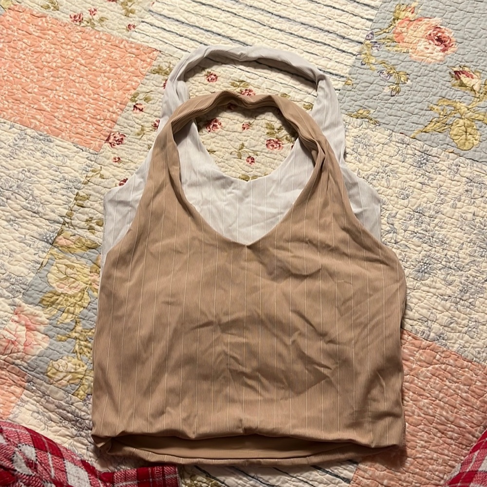 Halter crop tank tops.